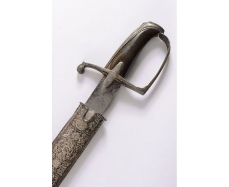 An early 19th century Light Infantry pattern sabre, possibly of Indian origin:, the curved single edge blade over hilt with s