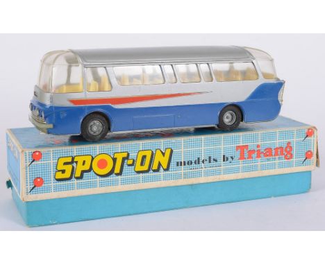 Spot-On No.156 Mulliner Coach: silver, metallic light blue, red side flashes, cream interior, cast hubs with black tyres, box