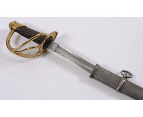 An US 1840 pattern Heavy Cavalry sabre by Ames Manufacturing Company Chicopee Massachusetts:, the curved single edged blade s