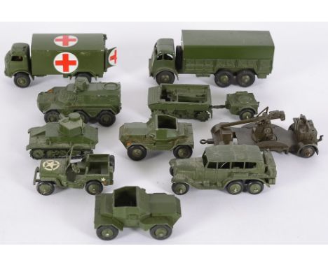 Dinky Military including : No 152A Light Tank, No 152B Reconnaissance Car, No 622 10-Ton Army Truck, No 626 Military Ambulanc