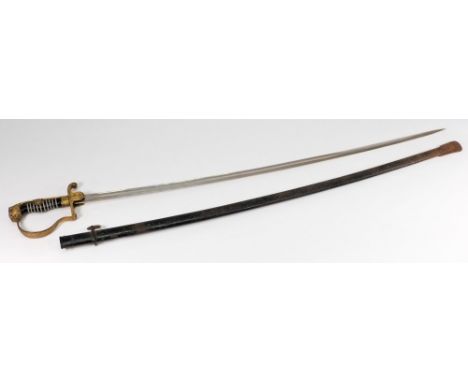 A Third Reich army officers sword: with 81cm. fullered blade by Eickhorn, Soligen, with gilt brass quillon, black plastic and