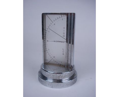 An Art Deco-style 'Zeiss icon table barometer: of rectangular form on a stepped socle, 16cm high. 