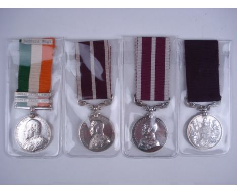 A King's South Africa Medal with two clasps, two George V Army Meritorious Service Medals and an Army LSGC medal:, various re