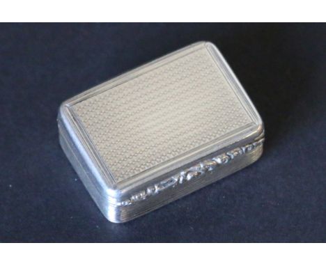 Silver rectangular vinaigrette, engine turned with floral grille, by William Ellerby, 1822, 38mm. Condition Report. Good cond
