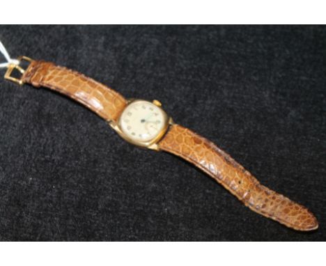 Gent's Rolex watch 'Pat Superbalance' with silvered dial in 9ct gold Rolex case of tonneau shape, inscribed and dated 1943, I