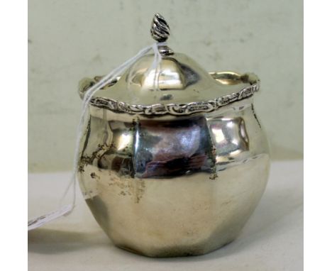 Victorian silver tea caddy of octagonal bombe shape, Birmingham 1899.