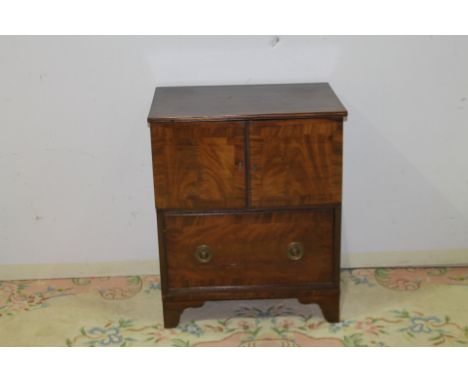 Antique mahogany cabinet with lift up drawer 92cm wide, (converted from a Georgian commode)