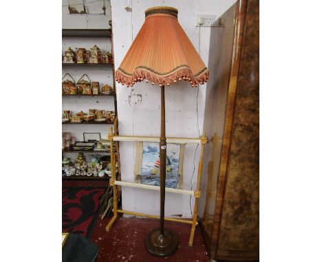 Oak standard lamp & needle point stand