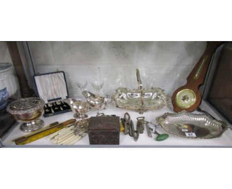 Shelf of silver plate etc