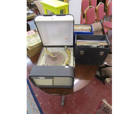 Philco record player & records