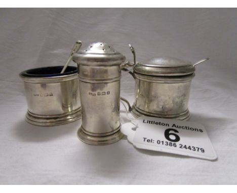 3 piece silver condiment set