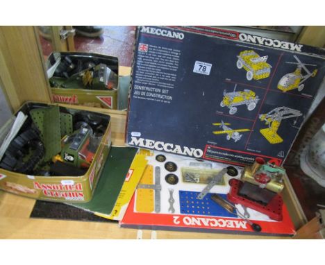 Mamod steam engine & Meccano sets (whole shelf) 