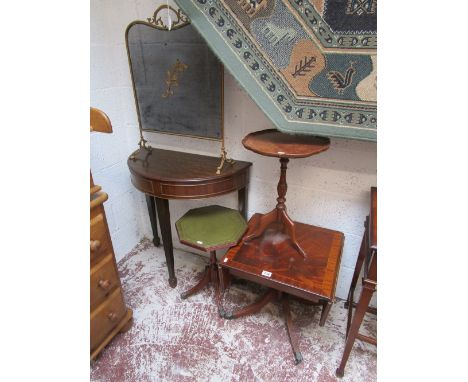 4 mahogany tables & fireguard
