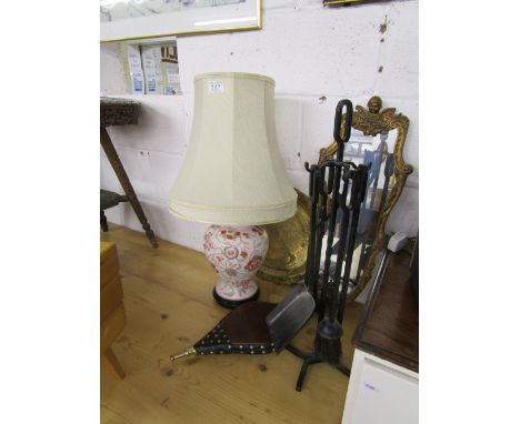 Collectables to include lamp, brass & companion set etc