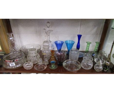 Shelf of glass etc