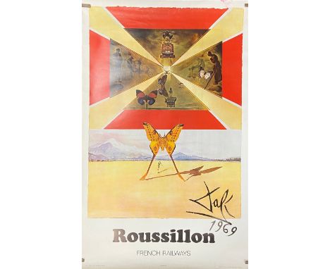 After Salvador Dali (1904-1989), an original travel poster titled 'Roussillon', printed for the French National railway servi