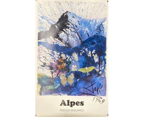 After Salvador Dali (1904-1989), an original travel poster titled 'Alpes', printed for the French National railway service (S