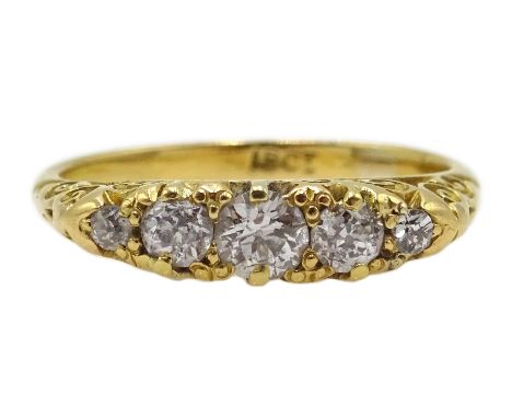 Early 20th century five stone diamond ring stamped 18ct Condition Report size K-L