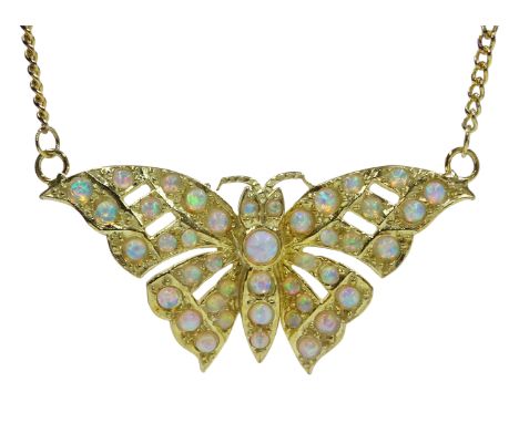 Opal gold on silver butterfly pendant necklace