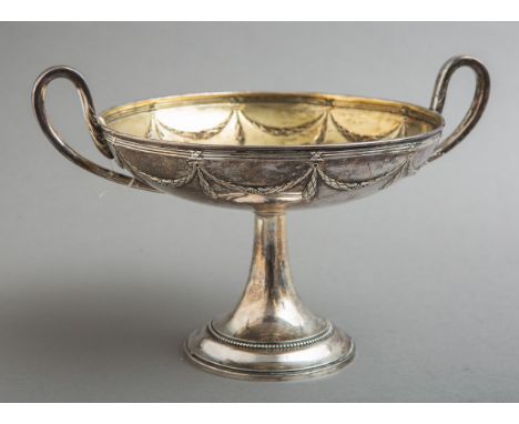 Tischaufsatzschale 800 Silber (um 1900), pers. Gravur am Fuß, gestempelt: Feingehalt, H.(m. Handhaben) ca. 20 cm, Dm. Schale 