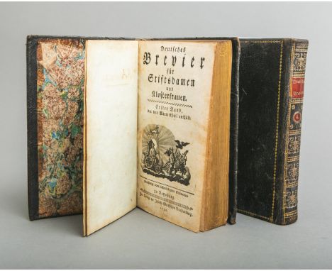 Deutsches Brevier für Stiftsdamen und Klosterfrauen Band 1 und 4, Verlag: Augsburg Wolff,1792, Vollledereinband teils m. Gold