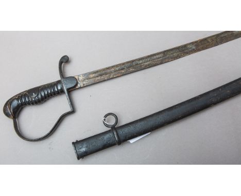 Artillerie Säbel (Preussen, Kaiserzeit), Säbel-Klinge m. Resten einer Zierätzung "ZurErinnerung an meine Dienstzeit", orig. M