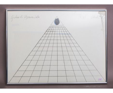 Uecker, Günther (geb. 1930), "Spitze der Pyramide" (1980), Serigrafie, Blattgr. ca. 50 x69,5 cm, hinter Glas gerahmt (ca. 53 