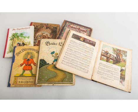 7-teiliges Konvolut von alten Kinderbüchern (um 1900), bestehend aus: 1x "DieVogelhochzeit - Eine lustige Geschichte" m. Bild