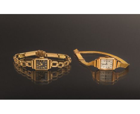 2-teiliges Konvolut von Damenarmbanduhren (Art déco), bestehend aus: 1x Armbanduhr(Helvetia) m. Gliederarmband u. schwarzem Z