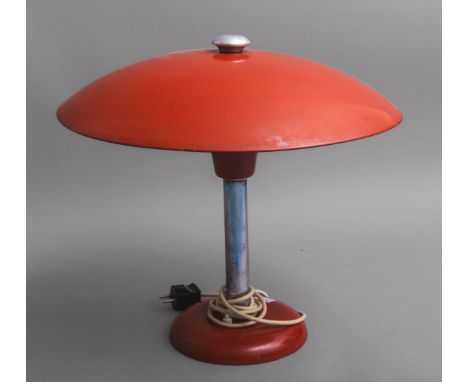 Tischlampe (Max Schumacher, für Metallwerk Werner Schröder, Lobenstein, Deutschland, 30erJ., Art déco, Bauhaus), Fuß u. Schir
