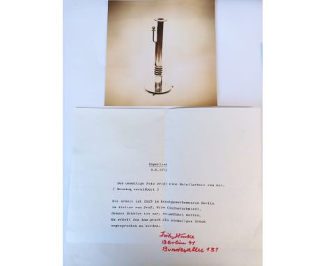 Kerzenhalter (1923, Art déco), Messing versilbert, Unikat, aus d. Werstatt d.Kunstgewerbemuseums Berlin, Atelier Prof. Wilm, 