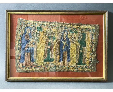 Künstler/in unbekannt (wohl Äthiopien, 18./19. Jh.), Darstellung Marias m. Jesusknaben /Simultanbild, Tempera auf Leder, Bild