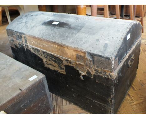 A Victorian dome top trunk plus a large hat box