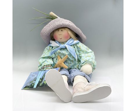 Adorable Little Souls Artist / Painter girl doll named Marjorie with painting, brush, pin, brooch, starfish, and scarf. Comes