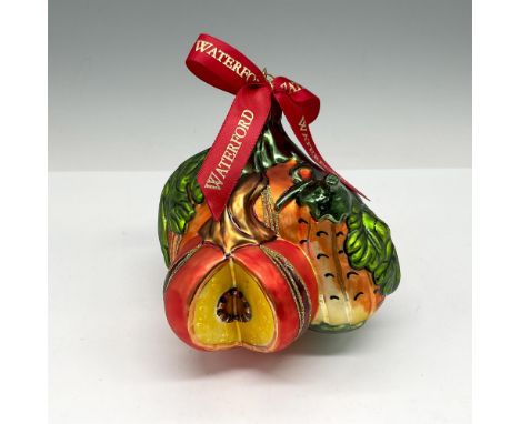 Handmade in Poland this vibrant pumpkin patch is in orange, green and yellow. Glitter accents make the colors pop. Waterford 