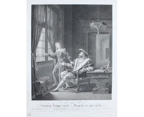 Desnoyers, Auguste Gaspard Louis: (1779 Paris 1857). König Franz I., in einem Zimmer im Palast v. Chambord sitzend, zeigt sei