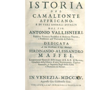 Vallisneri,A.: Opere diverse cioe: I. Istoria del Camaleonte Affricano, e di varj Animali d'Italia. II. Lezione Accademica in