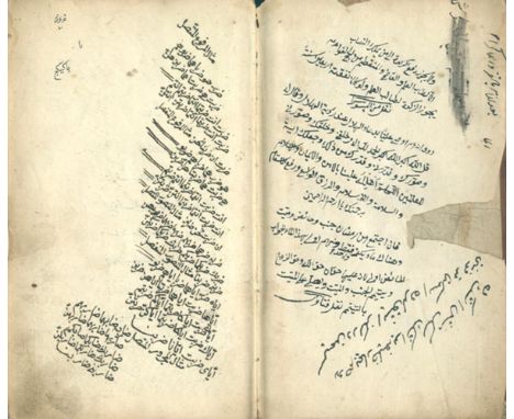 Arabische Handschrift: auf Papier, insges. 140 Bl. Einf. läd. Hldr. mit Einschlag, die Deckelinnenseiten mit Präg. - Bitte au