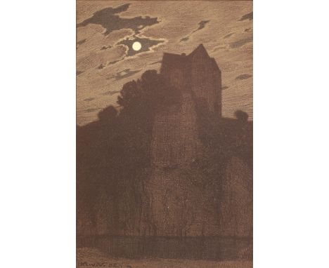 Volkmann, Hans Richard von: (1860 Halle/Saale 1927). "Schloß Gutenstein a. Donau". Farblithogr., 1902. 35,4 x 23,5 cm, Blgr. 