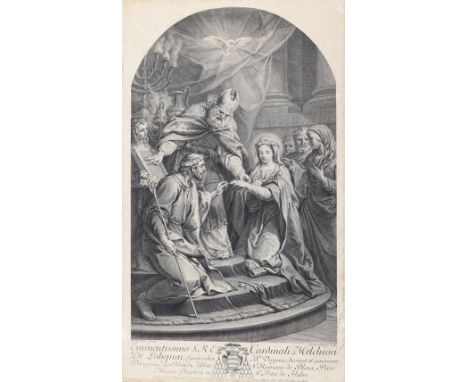 Dupuis, Charles l'ainé: (1685 Paris 1742). Le Marriage de la Vierge. Vermählung der Jungfrau. Radierung u. Kupferstich bei F.