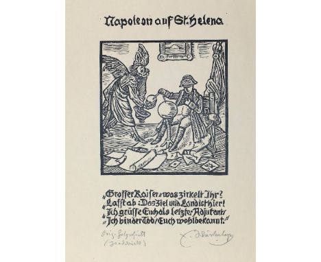 Würtenberger, Ernst: (1868 Steißlingen - Karlsruhe 1934). Napoleon auf St. Helena. Holzschnitt, um 1920, ca. 42 x 32 cm, sign