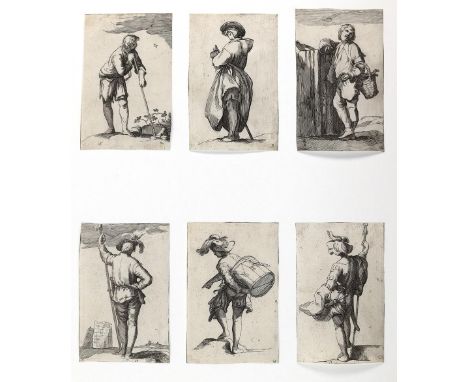Bloemaert, Frederick: (1610 Utrecht 1669) gegens. Kopien nach. 6 Bl. mit stehenden jungen Bauern u. Soldaten. Anonyme Kupfers