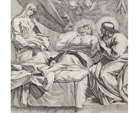 Audenaerde, Robert van: (1663 Gent 1743). Der Tod des Hl. Joseph. Radierung n. C.Marratti auf Bütten mit WZ "Anker" bei A.van