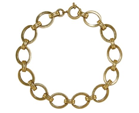 Art Deco Armband 585 GG.: Wohl um 1930. 585 gestempelt mit unleserlicher Meistermarke. Leicht ovale Elemente mit Gliedern. L: