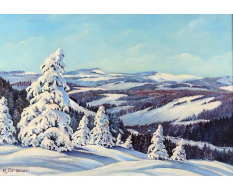 Schwarzwald.: Drei Winterlandschaften. Jeweils Öl a. Platte, 1. Drittel 20. Jh. u. gerahmt.  ╔Graner.╗ Strahlend weiße Winter