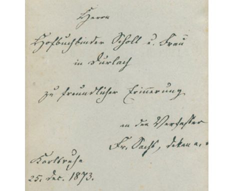 (Sachs,F.C.).: Badischer Geschichts-Kalender für jeden Tag des Jahres. Karlsruhe, Müller 1873. Mit 2 Ansichten auf 1 lithogr.