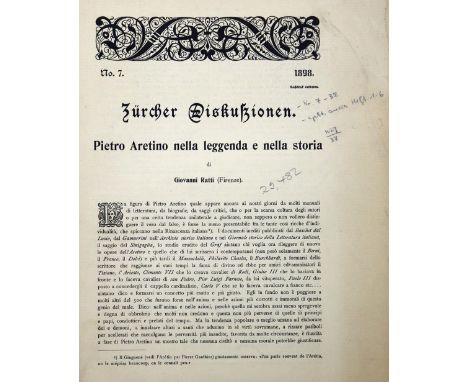 Panizza,O. (Hrsg.).: Zürcher Diskussionen. Nr. 7-32 (von 32) in 14 Heften. Zürich u. Paris 1898-1900. 4°. Lose, unaufgeschn. 