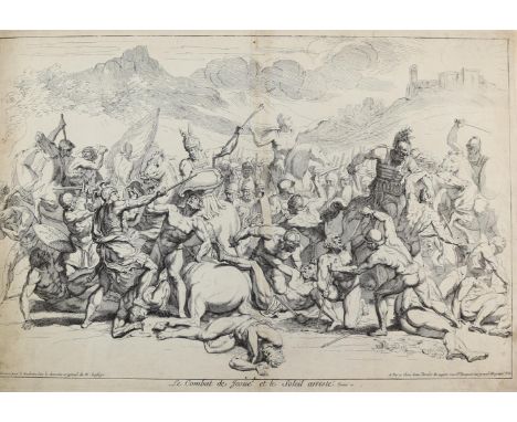 Audran, Gérard: (1640 Lyon - Paris 1703). Le Combat de Josué et le Soleil arresté. Kupferstich auf Bütten n. Raymond Lafage b