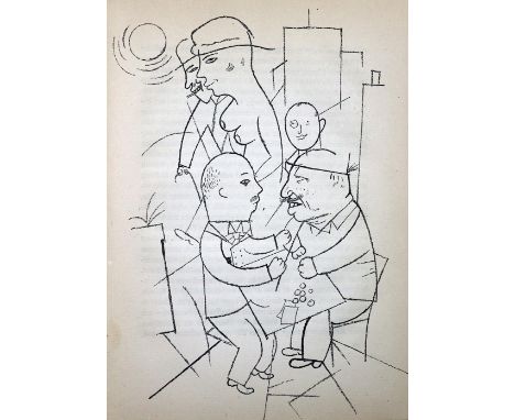 Huelsenbeck,R.: Doctor Billig am Ende. Ein Roman. Mchn., K. Wolff 1921. Kl.4°. Mit 8 ganzs. Illustr. v. George Grosz. 128 S.,