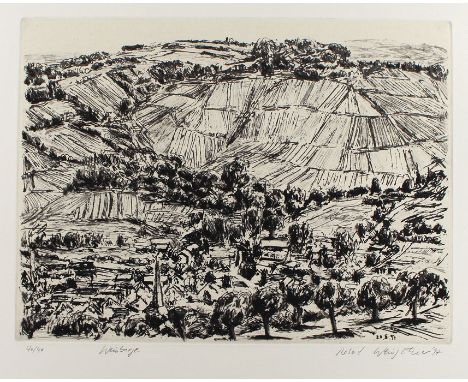 Weingärtner, Robert: (1955 Würzburg). Main-Landschaften. 6 Radierungen, tls. mit Kaltnadel bzw. Aquatinta, auf Hahnemühle, 19
